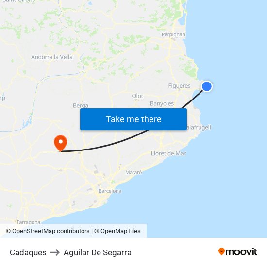 Cadaqués to Aguilar De Segarra map