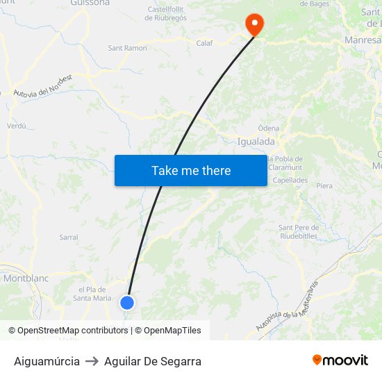 Aiguamúrcia to Aguilar De Segarra map
