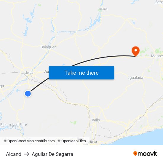 Alcanó to Aguilar De Segarra map