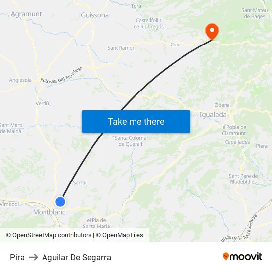 Pira to Aguilar De Segarra map
