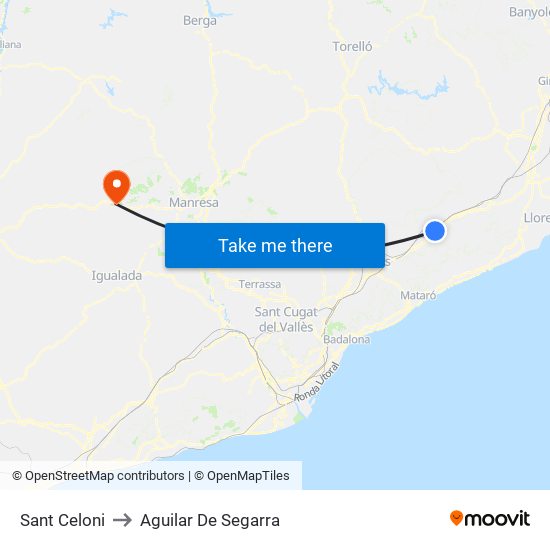 Sant Celoni to Aguilar De Segarra map