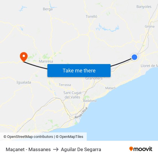Maçanet - Massanes to Aguilar De Segarra map