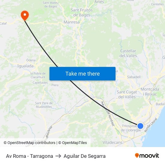 Av Roma - Tarragona to Aguilar De Segarra map