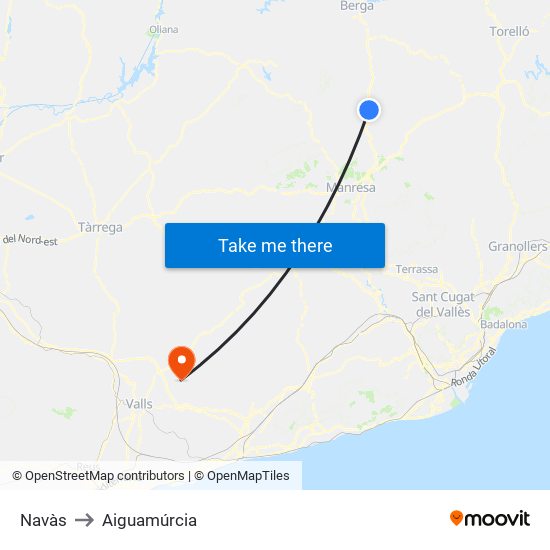 Navàs to Aiguamúrcia map