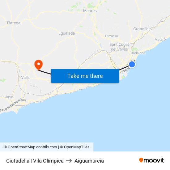 Ciutadella | Vila Olímpica to Aiguamúrcia map