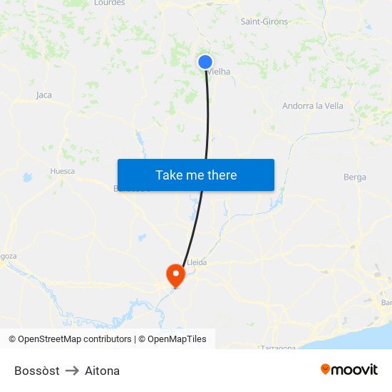 Bossòst to Aitona map