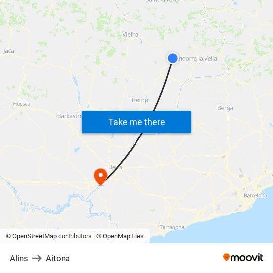 Alins to Aitona map