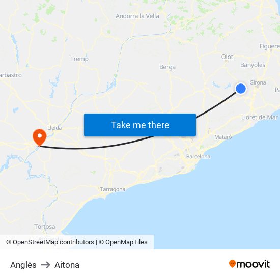 Anglès to Aitona map