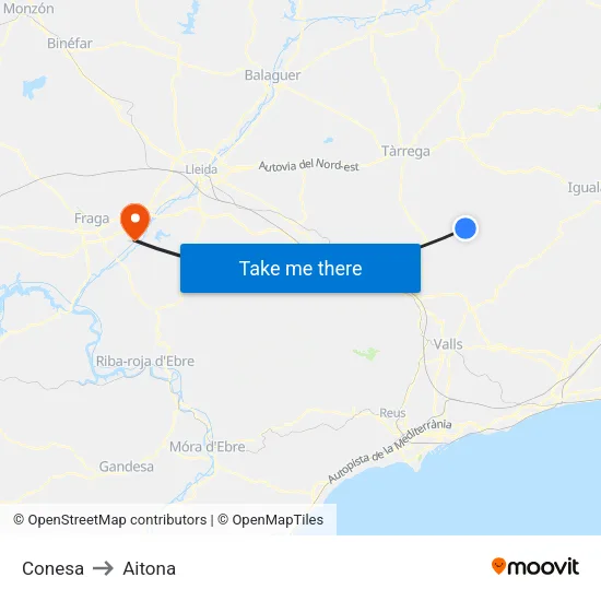 Conesa to Aitona map