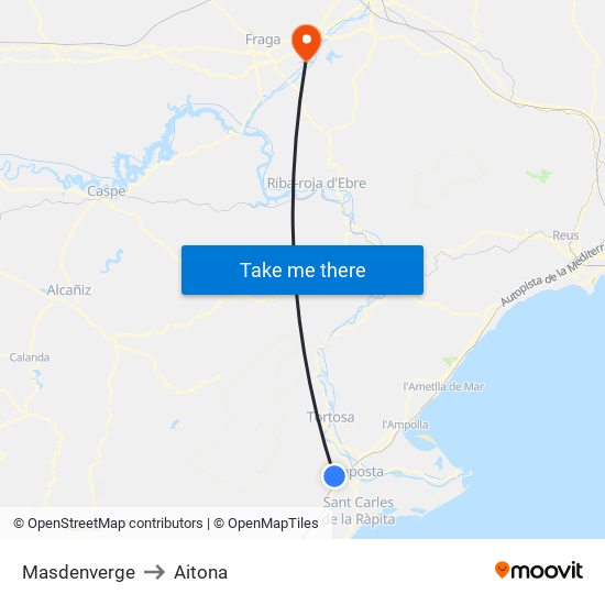 Masdenverge to Aitona map