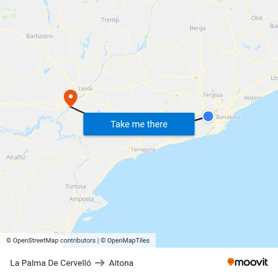 La Palma De Cervelló to Aitona map