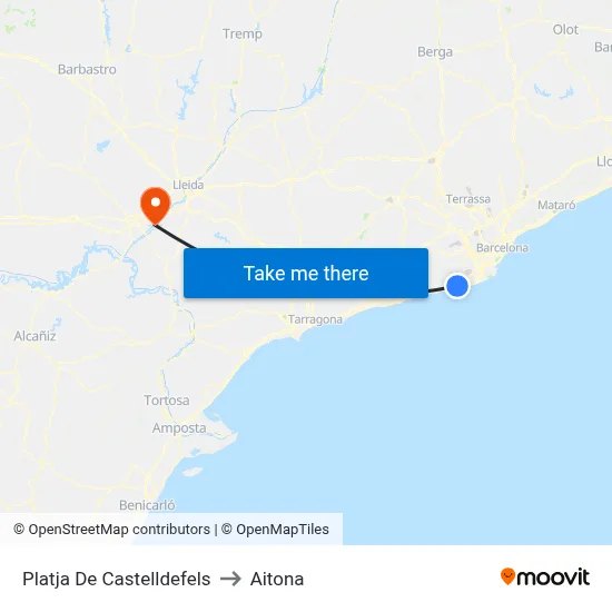 Platja De Castelldefels to Aitona map