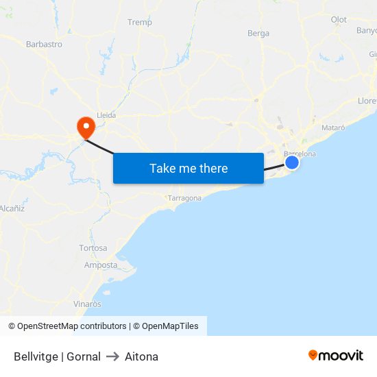 Bellvitge | Gornal to Aitona map
