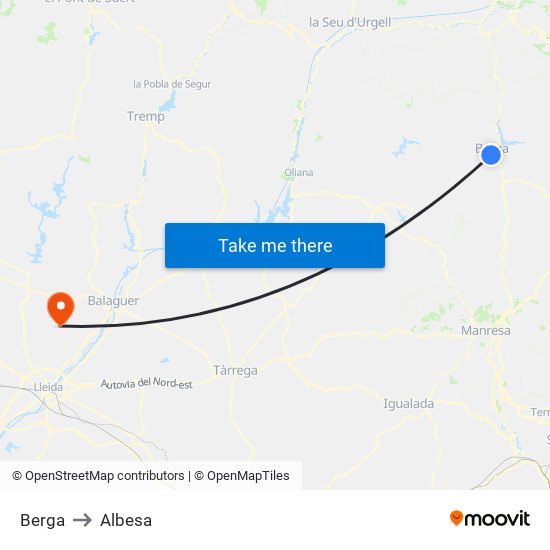 Berga to Albesa map