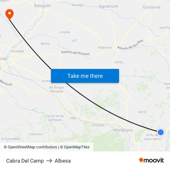 Cabra Del Camp to Albesa map