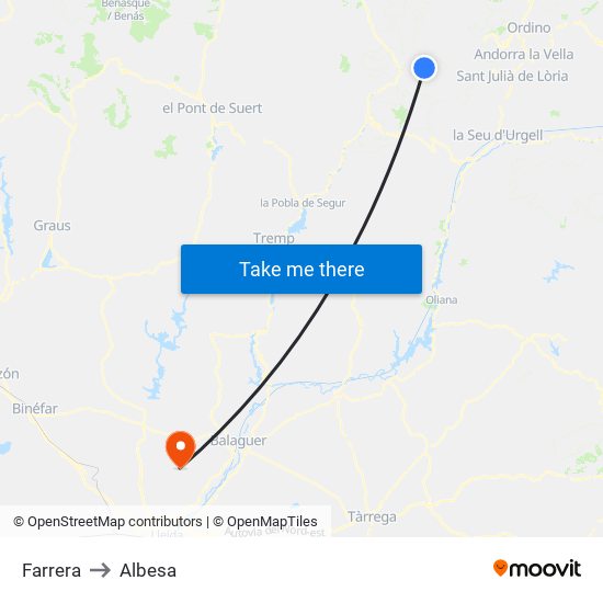 Farrera to Albesa map