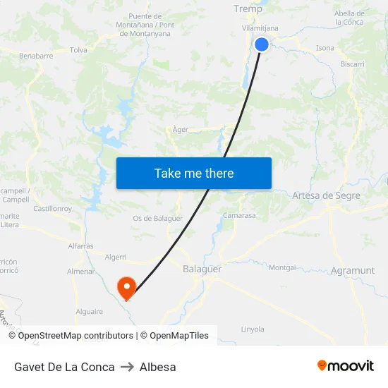 Gavet De La Conca to Albesa map