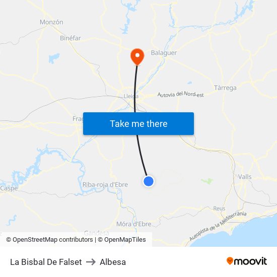 La Bisbal De Falset to Albesa map