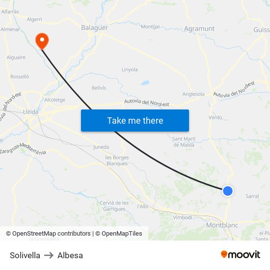 Solivella to Albesa map