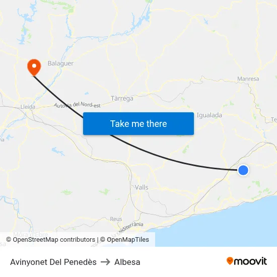 Avinyonet Del Penedès to Albesa map