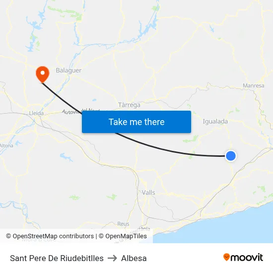 Sant Pere De Riudebitlles to Albesa map