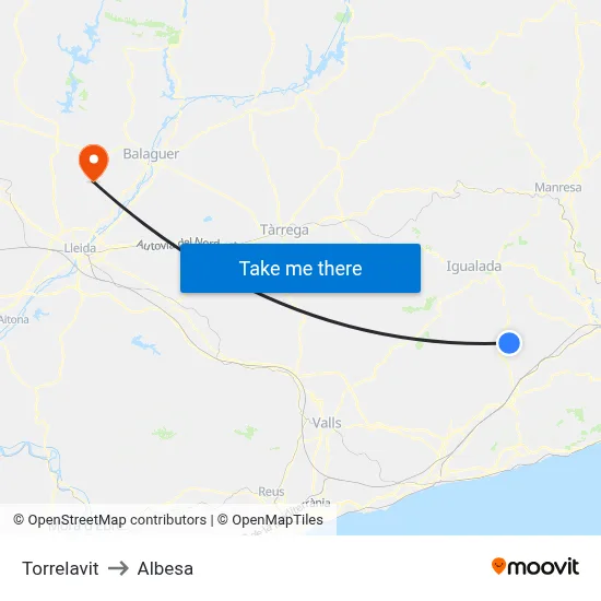 Torrelavit to Albesa map