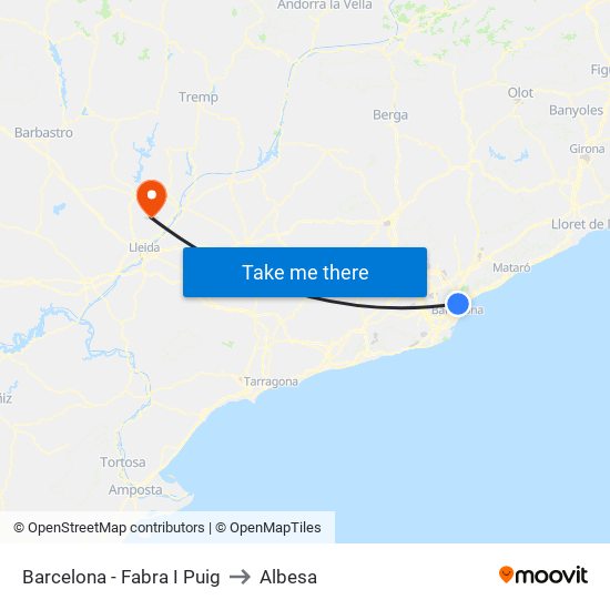 Barcelona - Fabra I Puig to Albesa map