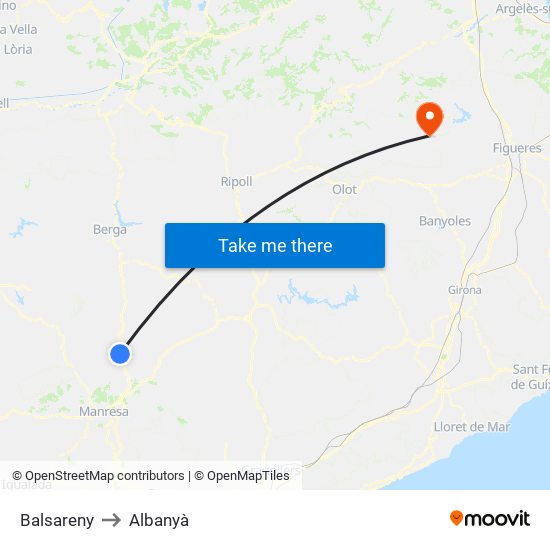 Balsareny to Albanyà map