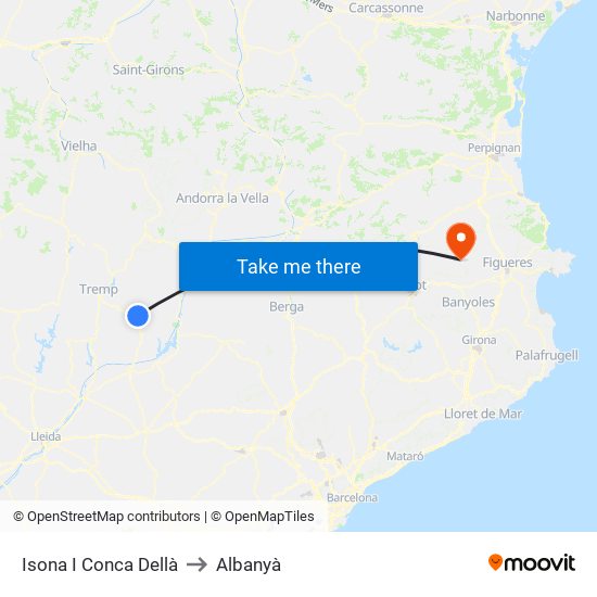 Isona I Conca Dellà to Albanyà map