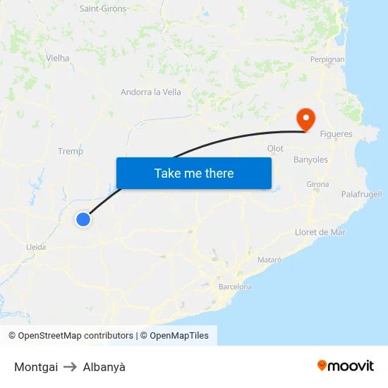 Montgai to Albanyà map