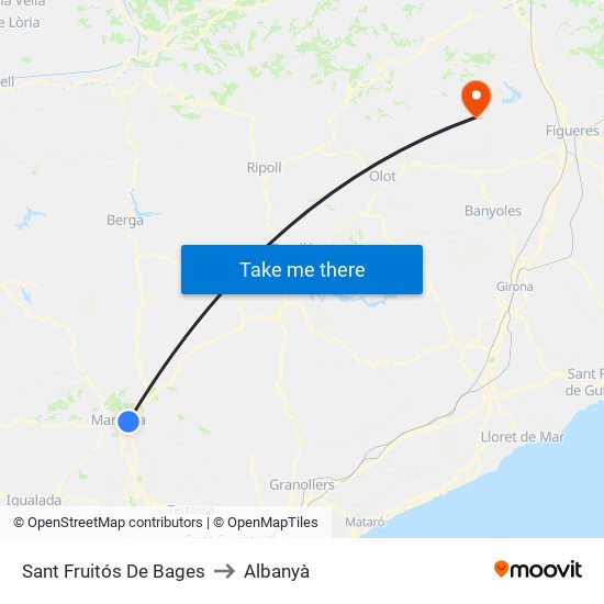 Sant Fruitós De Bages to Albanyà map