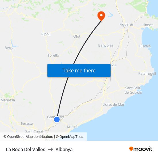 La Roca Del Vallès to Albanyà map