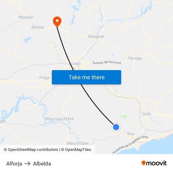 Alforja to Albelda map