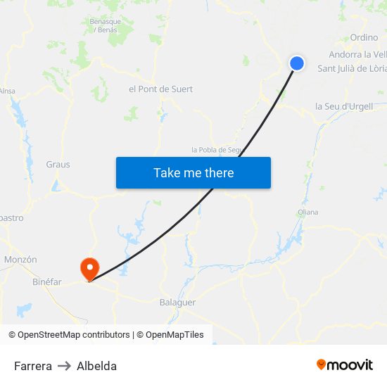 Farrera to Albelda map