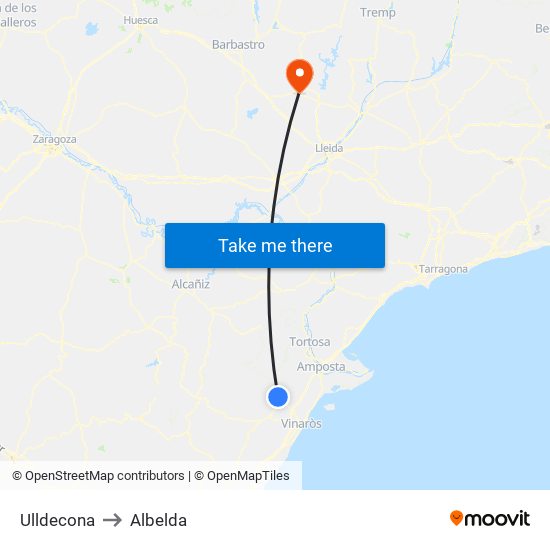 Ulldecona to Albelda map