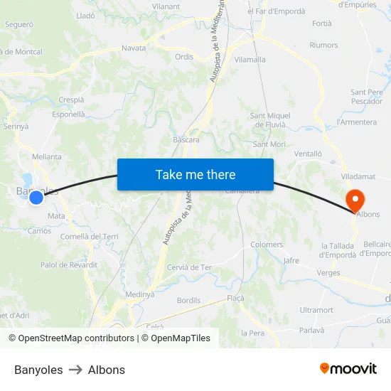 Banyoles to Albons map