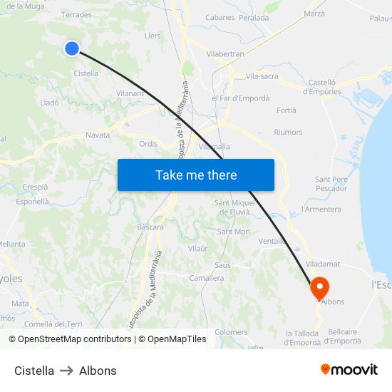 Cistella to Albons map