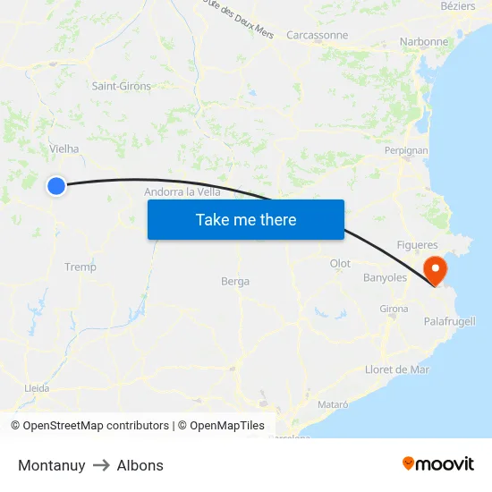 Montanuy to Albons map