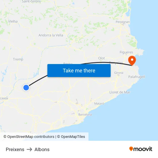 Preixens to Albons map