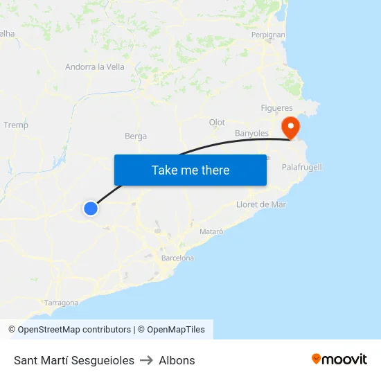 Sant Martí Sesgueioles to Albons map
