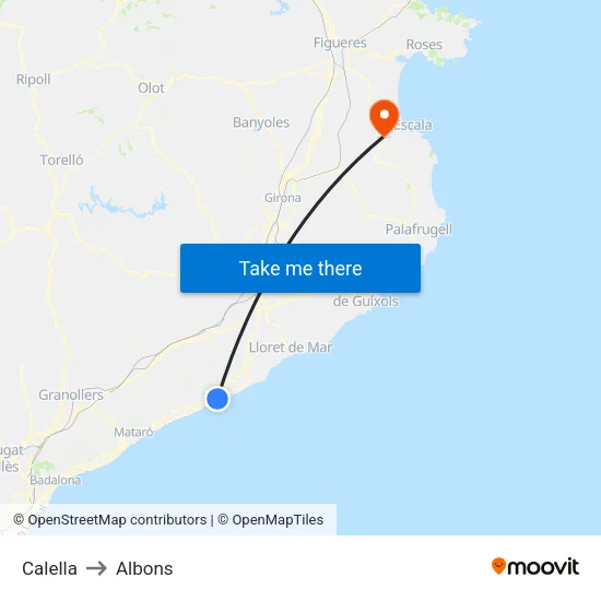 Calella to Albons map