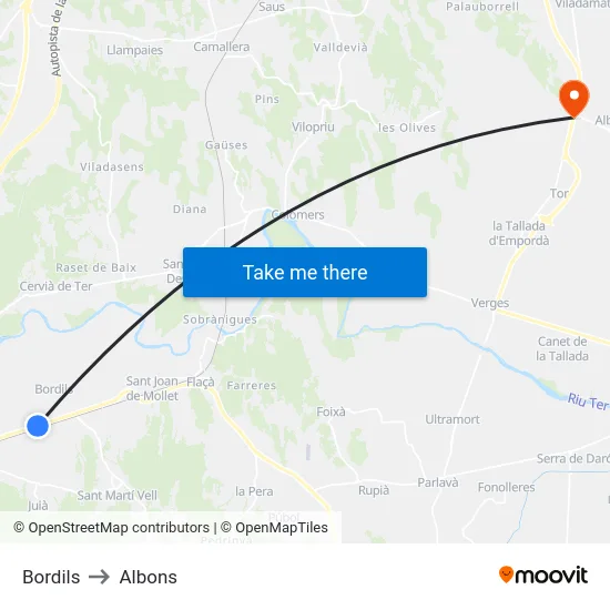 Bordils to Albons map