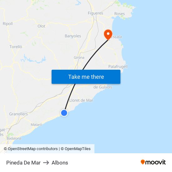 Pineda De Mar to Albons map