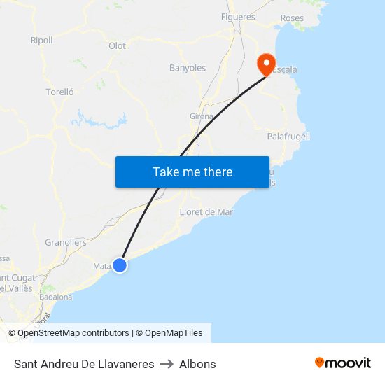 Sant Andreu De Llavaneres to Albons map