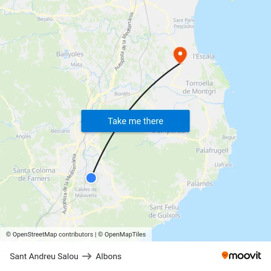 Sant Andreu Salou to Albons map