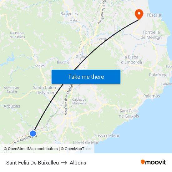 Sant Feliu De Buixalleu to Albons map