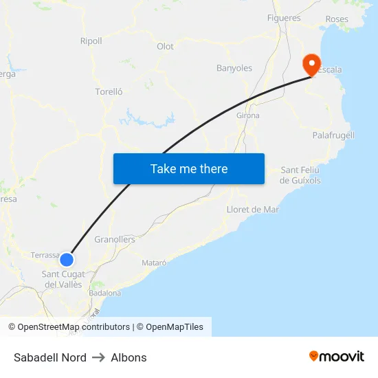 Sabadell Nord to Albons map
