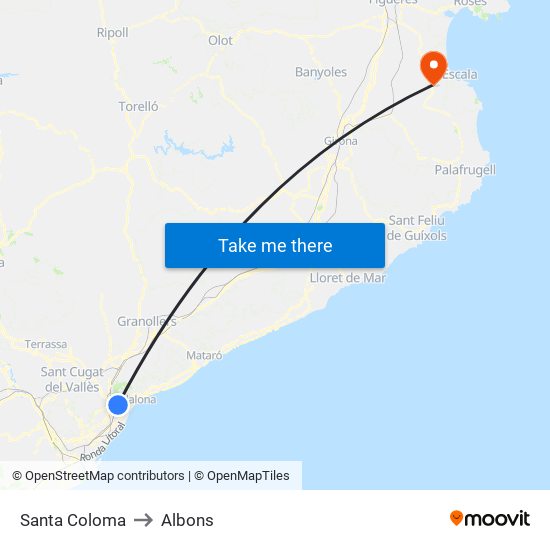 Santa Coloma to Albons map