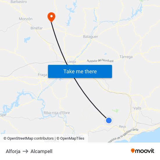 Alforja to Alcampell map
