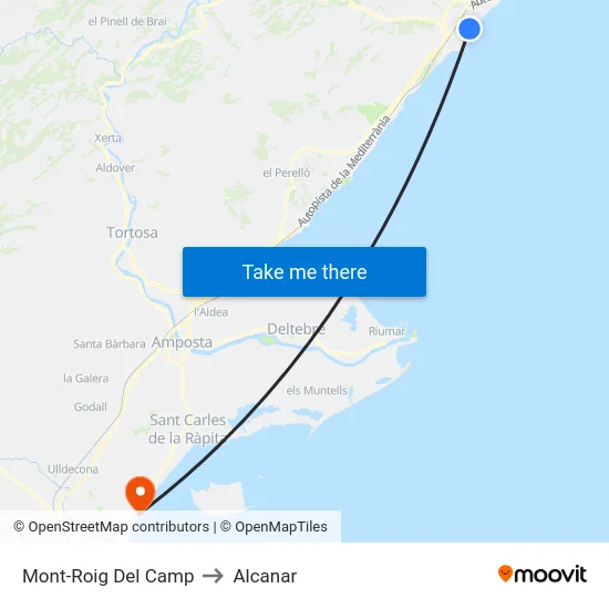 Mont-Roig Del Camp to Alcanar map